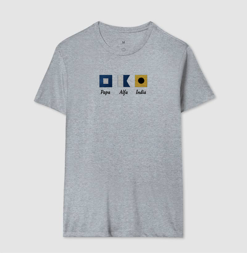 Camiseta Bandeiras Náuticas Papa Alfa India Clássica - Dia dos Pais