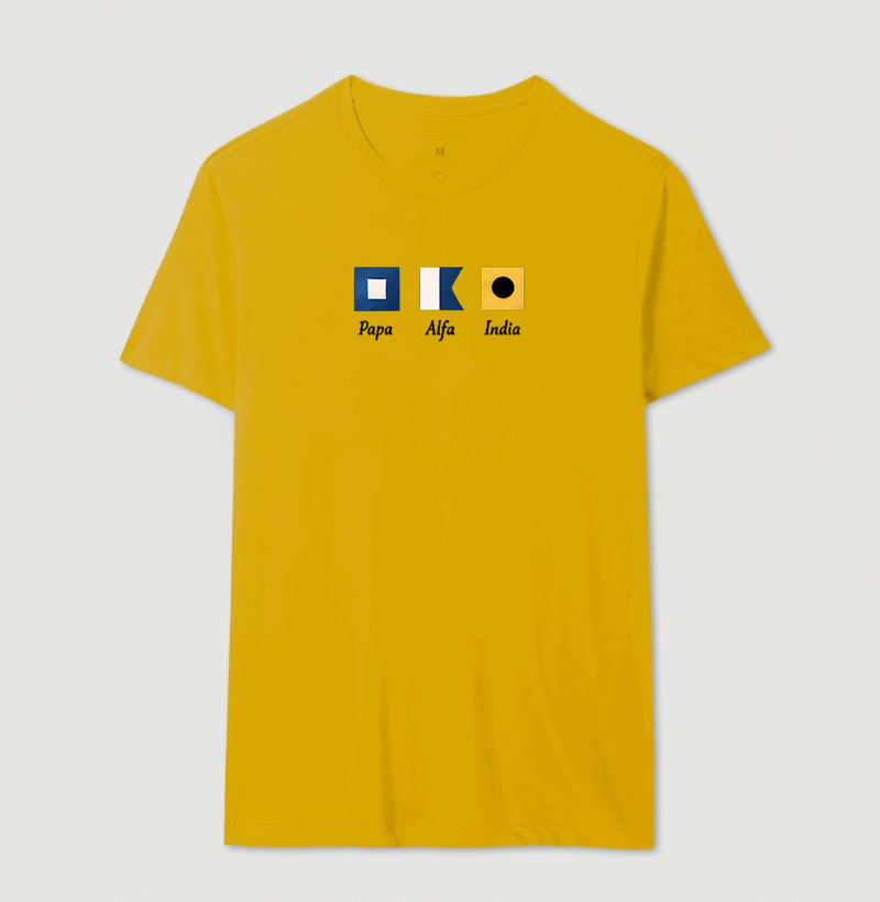 Camiseta Bandeiras Náuticas Papa Alfa India Clássica - Dia dos Pais