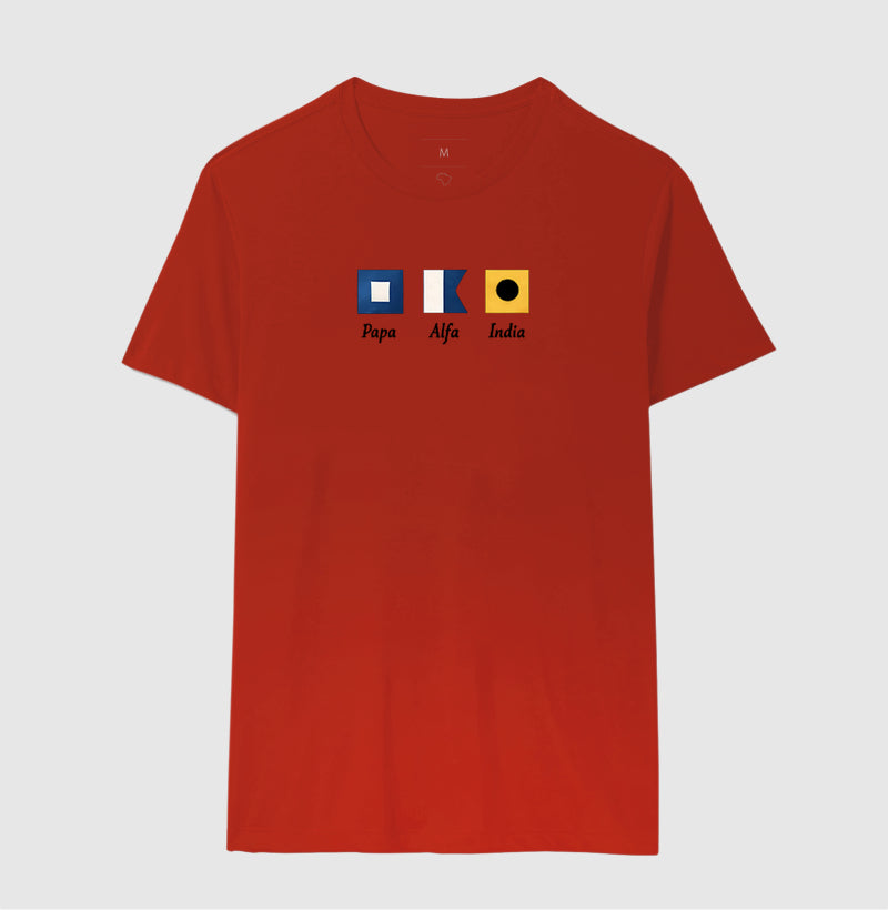 Camiseta Bandeiras Náuticas Papa Alfa India Clássica - Dia dos Pais