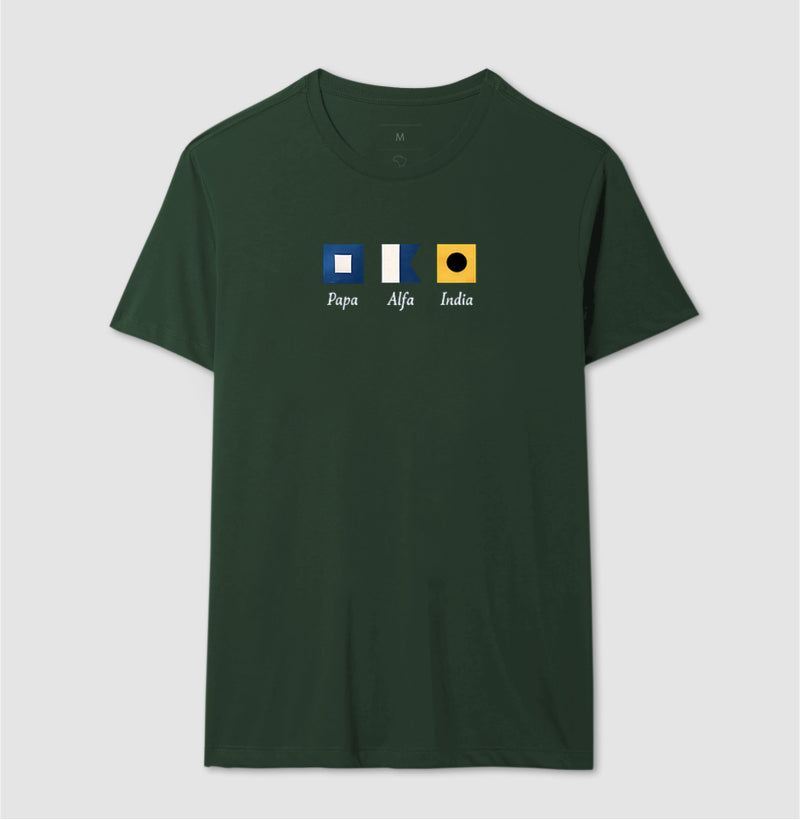 Camiseta Bandeiras Náuticas Papa Alfa India Clássica - Dia dos Pais