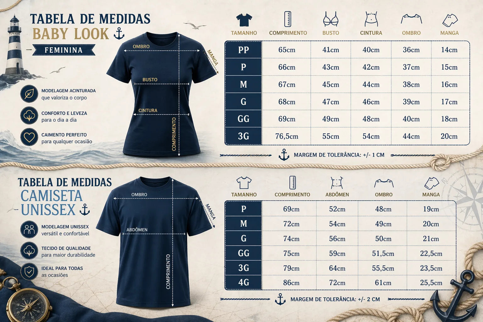 Tabela de Medidas Nauti Wear